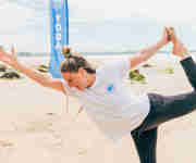 Watergate Bay beach yoga Wavehunters