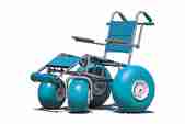 A beach friendly blue wheelchair