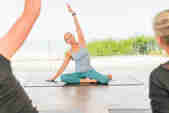 Pilates instructor, Marina Huxley stretching