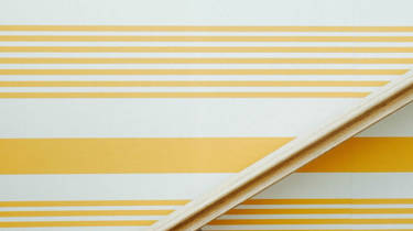 Rhona McDade's photograph of the yellow stripy wallpaper in Watergate Bay hotel