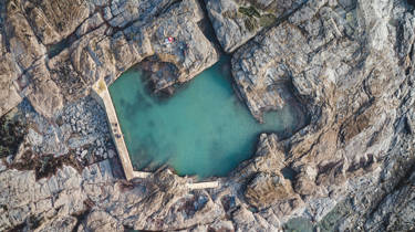 Trevone sea pool aerial shot
