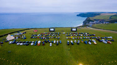 Drive in Cinema on the cliffs of Watergate Bay