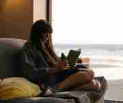 Ocean Room Window Girl Reading Book