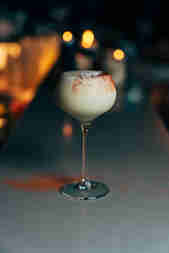 Image of winter colada decorated with coconut and chocolate 