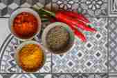 Currey spices in different bowls