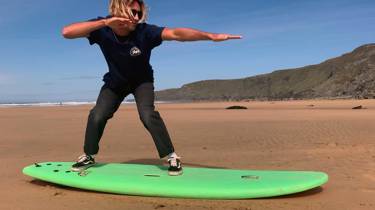 Surf pop-up on the beach at Watergate Bay