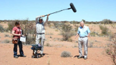 David Attenborough and Chris Watson in the desert film recording