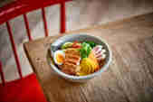 Japanese Ramen dish on a table in a bowl