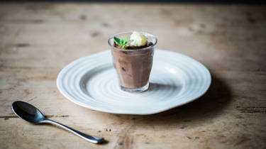 Chocolate mousse on a plate 