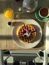 Waffles on a table in Zacry's restaurant