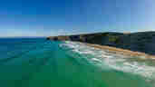 Watergate Bay Hotel Beach Aerial Blue Sea